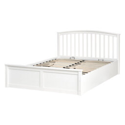 Beliani Ottoman Bed Pine Wood Clarbec 140 X 200 Cm (Eu Double) White - thumbnail 4