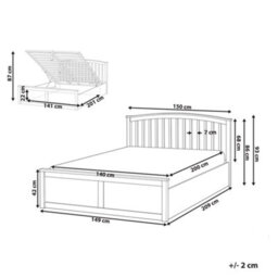 Beliani Ottoman Bed Pine Wood Clarbec 140 X 200 Cm (Eu Double) White - thumbnail 3
