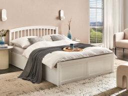 Beliani Ottoman Bed Pine Wood Clarbec 140 X 200 Cm (Eu Double) White - thumbnail 2