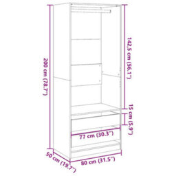 Vidaxl Wardrobe Concrete Grey 80X50X200 Cm Engineered Wood - thumbnail 3