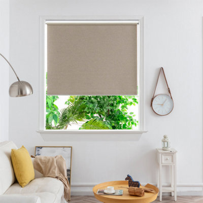 GoodHome Iwerne Corded Beige Blackout & Thermal Roller Blind (W)180Cm (L)180Cm - image 1