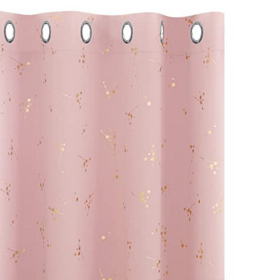 Deconovo Blackout Curtains, Constellation Gold Printed Eyelet Curtains For Bedroom, 52 X 63 Inch(W X L), Coral Pink, 2 Panels - image 1