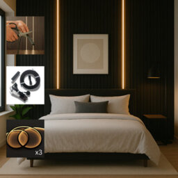 Wood Panel Co Black Flexible, Cuttable Led Light Strips For Wooden Wall Panels 3 Pack