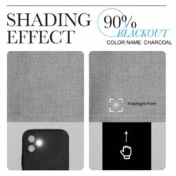 Bedlooms Charcoal Linen Curtain 100% Blackout Thermal Insulated Eyelet Curtain (Pair) 66 X 90 Inches With Tie Back Two - thumbnail 3