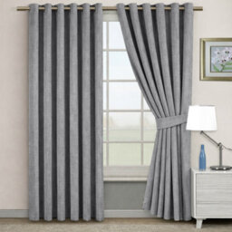 Bedlooms Charcoal Linen Curtain 100% Blackout Thermal Insulated Eyelet Curtain (Pair) 66 X 90 Inches With Tie Back Two - thumbnail 9