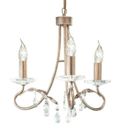 Elegant 3 Bulb Chandelier Pendant Light In Silver And Gold Finish With E14 Led Bulbs