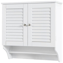 Gainoom Bathroom Medicine Cabinet Wall Mounted Louvered Doors Cabinet-White - thumbnail 9