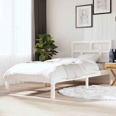 Berkfield Bed Frame White Solid Wood 90X190 Cm 3Ft Single - image 1