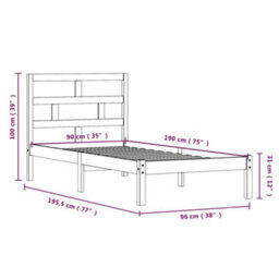 Berkfield Bed Frame White Solid Wood 90X190 Cm 3Ft Single - thumbnail 8