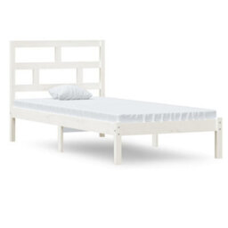 Berkfield Bed Frame White Solid Wood 90X190 Cm 3Ft Single - thumbnail 2