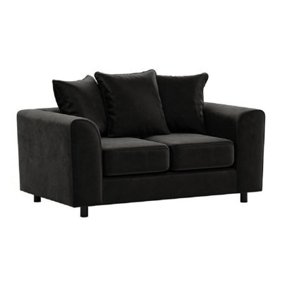 Furnishings For Less UK Brooklyn Plush Velvet Fabric 2 Seater Sofa Foam Black - image 1