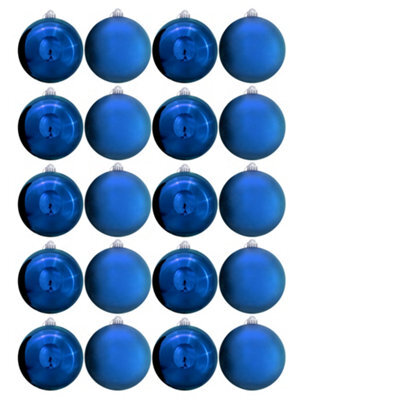 Christmas Tree World 15Cm Blue Bauble Set Shiny/matt (20 Pc) - image 1