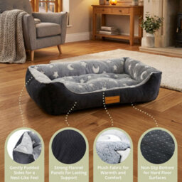 Daisy & Max Large Dog Bed ( 89X64Cm), Soft Rectangle Pet Bed With Non-Slip Base, Soft Cushion Raised Sides, Washable Dog Sofa - thumbnail 3
