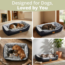Daisy & Max Large Dog Bed ( 89X64Cm), Soft Rectangle Pet Bed With Non-Slip Base, Soft Cushion Raised Sides, Washable Dog Sofa - thumbnail 7