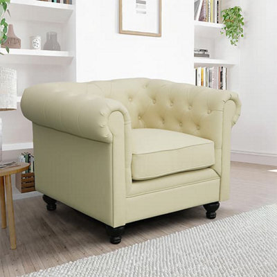 Furniture in Fashion Hertford Chesterfield Faux Leather 1 Seater Sofa In Ivory - image 1