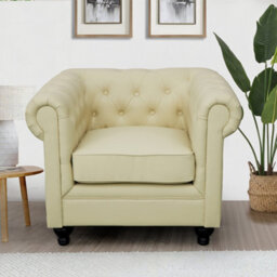 Furniture in Fashion Hertford Chesterfield Faux Leather 1 Seater Sofa In Ivory - thumbnail 3