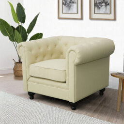 Furniture in Fashion Hertford Chesterfield Faux Leather 1 Seater Sofa In Ivory - thumbnail 2