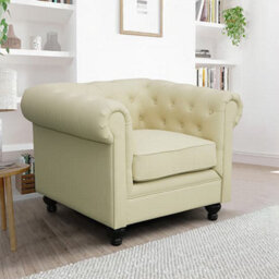 Furniture in Fashion Hertford Chesterfield Faux Leather 1 Seater Sofa In Ivory