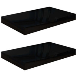 Berkfield Floating Wall Shelves 2 Pcs High Gloss Black 40X23X3.8 Cm Mdf - thumbnail 2