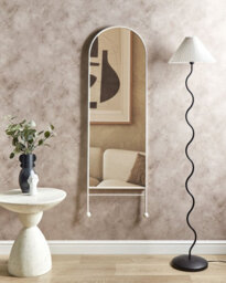 Beliani Wall Mirror Jarnages 45 Cm 145 Cm Metal White - thumbnail 2