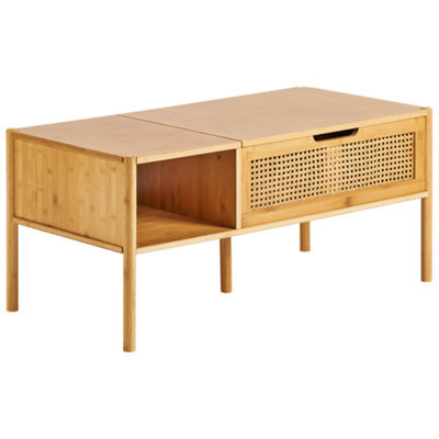 Beliani Coffee Table Surrey Bamboo Natural With Storage - image 1
