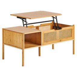 Beliani Coffee Table Surrey Bamboo Natural With Storage - thumbnail 4