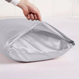 Ameha Silver Stain Silk Pillowcase Ultra Soft Anti Wrinkle Pillow Cover For Hair & Skin Friendly Standard Size 50X75 Cm Pair - thumbnail 6