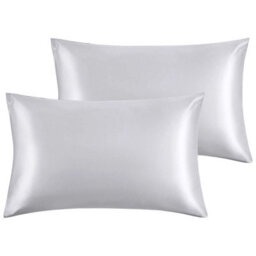 Ameha Silver Stain Silk Pillowcase Ultra Soft Anti Wrinkle Pillow Cover For Hair & Skin Friendly Standard Size 50X75 Cm Pair - thumbnail 2
