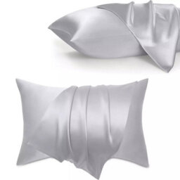 Ameha Silver Stain Silk Pillowcase Ultra Soft Anti Wrinkle Pillow Cover For Hair & Skin Friendly Standard Size 50X75 Cm Pair - thumbnail 8