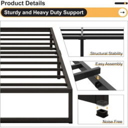 Metal Bed Frame Small Single 75X190Cm Black Noise-Free Platform With Storage - thumbnail 3
