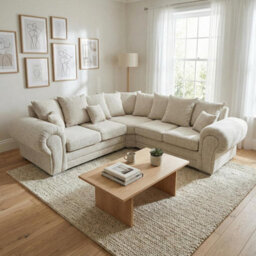 Abakus Direct Harriet Relaxed Linen Left Facing Corner Sofa In Cream - thumbnail 4