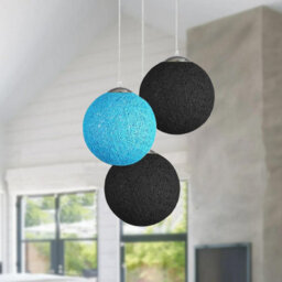 Ledsone Modern 3 Way Decorative Vine Ball Rattan Shade Chandelier Three Head Ceiling Pendant Light Home Decor Black, Blue - thumbnail 3