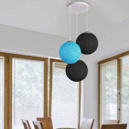 Ledsone Modern 3 Way Decorative Vine Ball Rattan Shade Chandelier Three Head Ceiling Pendant Light Home Decor Black, Blue - thumbnail 5
