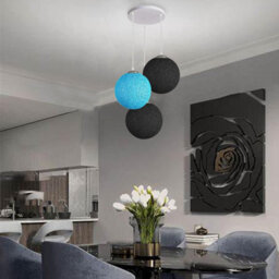 Ledsone Modern 3 Way Decorative Vine Ball Rattan Shade Chandelier Three Head Ceiling Pendant Light Home Decor Black, Blue - thumbnail 4