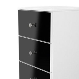 Portland 5 Drawer Tall Bedside Cabinet In Black & White Matt (Ready Assembled) - thumbnail 5