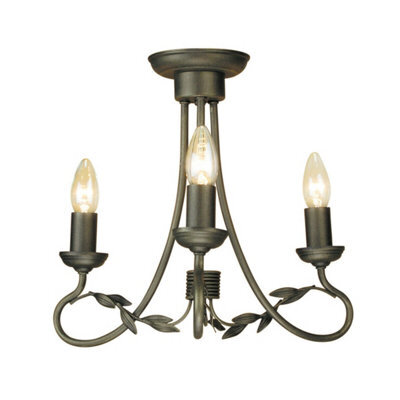 Elegant 3-Bulb Black And Gold Chandelier Pendant Light With Led E14 60W Bulbs