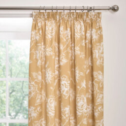 Dreams & Drapes Mishka Fully Lined Pair Of Gold Pencil Pleat Curtains With Tie-Backs - thumbnail 2