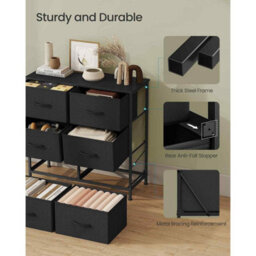 Chest Of Drawers With 6 Fabric Drawers, Bedroom Storage Unit For Living Room, Hallway And Closet, Ink Black And Ebony Black - thumbnail 5