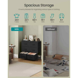 Chest Of Drawers With 6 Fabric Drawers, Bedroom Storage Unit For Living Room, Hallway And Closet, Ink Black And Ebony Black - thumbnail 3