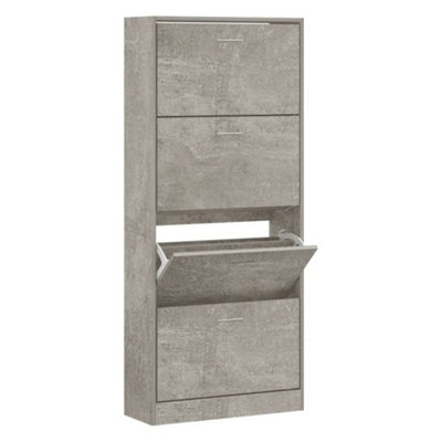 Berkfield Modern Shoe Cabinet Concrete Grey 63X24X147 Cm Engineered Wood