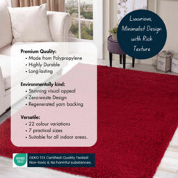 Desire Rugs Plain Living Room Shaggy Area Rugs Red Round 120X120 Cm - thumbnail 3
