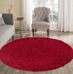 Desire Rugs Plain Living Room Shaggy Area Rugs Red Round 120X120 Cm - thumbnail 7