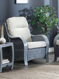 Desser Turin Grey 3 Seater Sofa & 2 Armchairs Indoor Real Cane Rattan Conservatory Suite With Uk Manufactured Cushions In Pebble - thumbnail 5