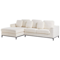 Beliani Corner Sofa 5 Seater Oslo Boucle White With Ottoman Right Hand - thumbnail 7
