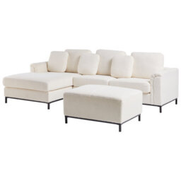 Beliani Corner Sofa 5 Seater Oslo Boucle White With Ottoman Right Hand - thumbnail 5