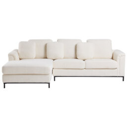 Beliani Corner Sofa 5 Seater Oslo Boucle White With Ottoman Right Hand - thumbnail 6
