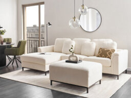 Beliani Corner Sofa 5 Seater Oslo Boucle White With Ottoman Right Hand - thumbnail 2