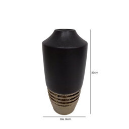 Vanity Living 30Cm Black And Textured Bronze Ceramic Vase, Decorative Vase For Living Room - thumbnail 3