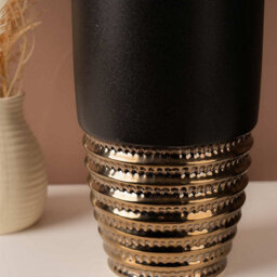 Vanity Living 30Cm Black And Textured Bronze Ceramic Vase, Decorative Vase For Living Room - thumbnail 2