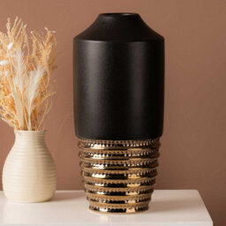 Vanity Living 30Cm Black And Textured Bronze Ceramic Vase, Decorative Vase For Living Room - thumbnail 4